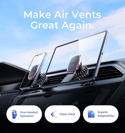 LISEN Magnetic Phone Holder for Car, [Easily Install] Car Phone Holder Mount [6 Strong Magnets] Cell Phone Holder for Car [Case Friendly] iPhone Car Holder Blue LV633