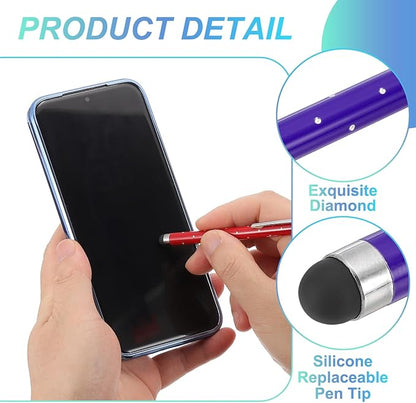 PATIKIL Stylus Pens for Touch Screens, 6 Pcs High Precision Universal Bling Stylus Crystal Metal Capacitive Pen for Touch Screen Devices Phone Tablets Laptop, Purple