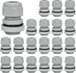 20 Pcs 1/2" NPT Nylon Cable Glands, IP68 Waterproof Adjustable Cord Grip Cable Connector Strain Relief Wire Protectors for 6-12mm Cable Diameter, Grey