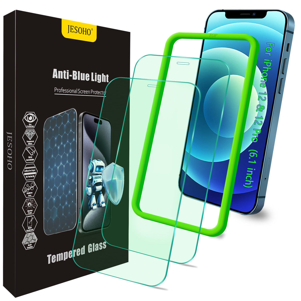 JESOHO for iPhone 14 Pro Blue Light Blocking Screen Protector, 2 Pack