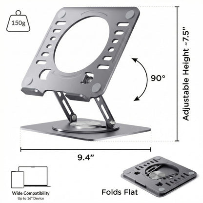 Uncaged Ergonomics Swivel Laptop Stand for Desk, Adjustable Computer iPad Stand for Desk w/ 360 Rotation, Portable Laptop Holder for Home Office Ergonomic Supplies (Space Gray)
