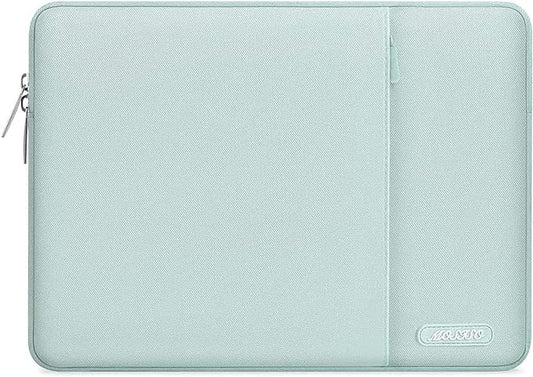 MOSISO Laptop Case 16 inch, 15-15.6 inch Laptop Sleeve Compatible with MacBook Pro 16 M4 M3 M2 M1, HP Acer Dell Lenovo ASUS Notebook, Polyester Vertical Computer Sleeve Bag with Pocket, Mint Green