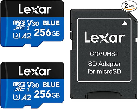 Lexar 256GB 2 PK Blue Micro SD Card 160MB/s microSDXC UHS-I Memory Card