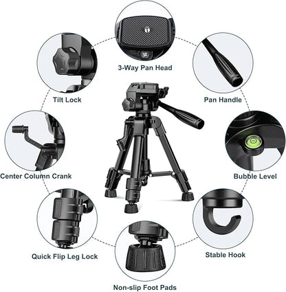 JOILCAN Mini Tripod for Camera, 25" Tabletop Camera Tripod, Portable Travel Tripod w/Phone & Tablet Holder, Lightweight Aluminum Tripods for DSLR Phone Spotting Scope