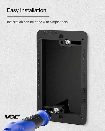 VCE 25-Pack Low Voltage Box for Single Gang Wall Plate, Black Low Voltage Mounting Bracket with Alignment Holes for Easy Drilling Fits Network, HDMI, Coaxial, Speaker, Telephone Cables