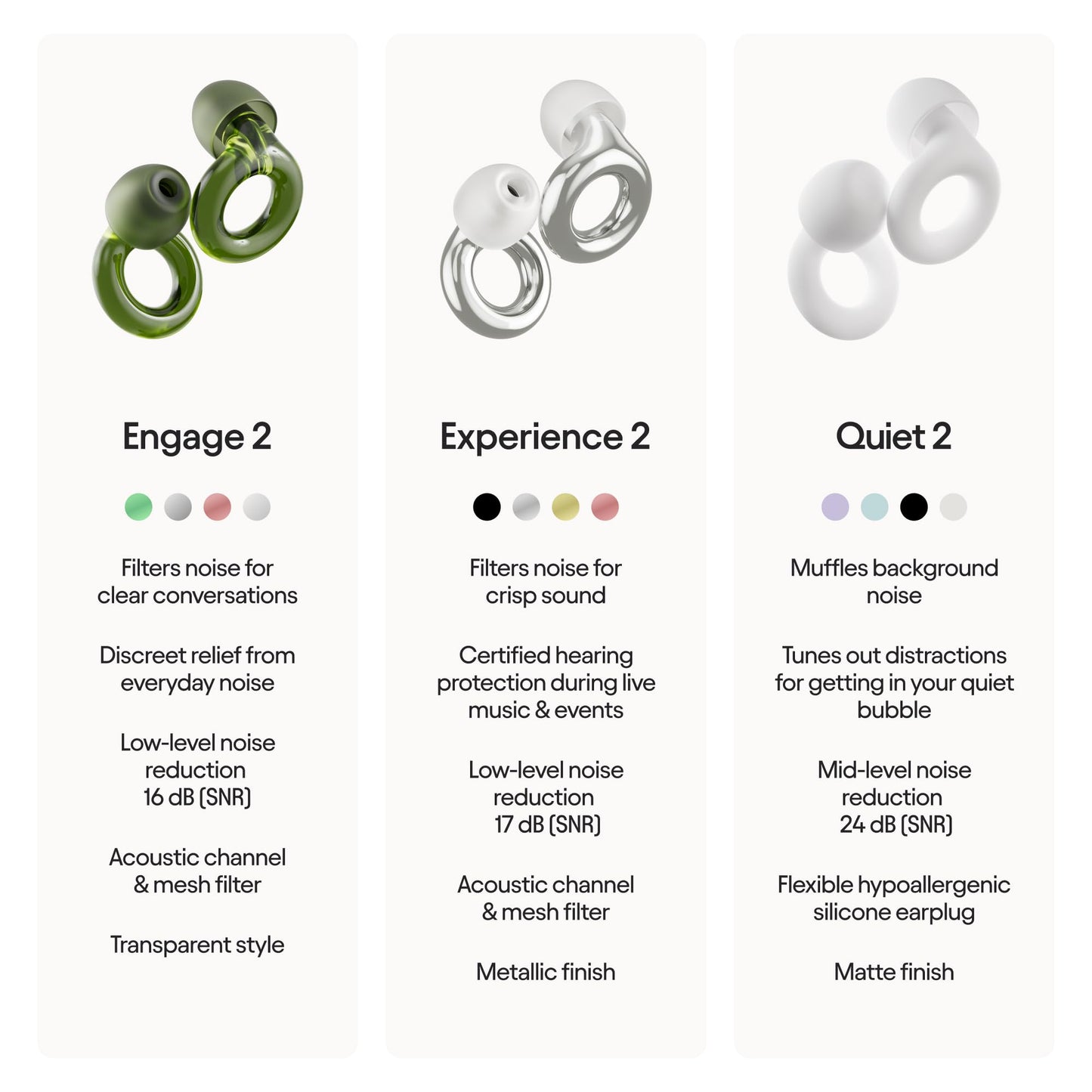 Loop Engage 2 Ear Plugs - Everyday Noise Relief with Clear Speech
