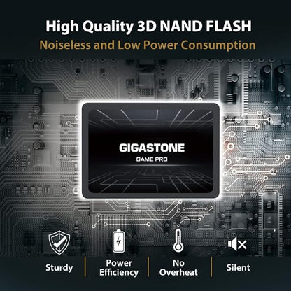 Gigastone SATA SSD 256GB 2.5 inch SSD 510MB/s Upgrade Laptop PC Memory and Storage PS4 HDD Replacement 2.5" Internal Solid State Hard Drives SATA III SLC Cache 3D NAND Game Pro Performance
