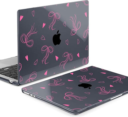 MEEgoodo Case for MacBook Air M4/M3/M2 13.6 inch 2025 2024 2022, Fit Model A3240 A3113 A2681, Compatible with MacBook Air 13 inch, Laptop Hard Shell Case with Keyboard Cover, Ribbons Bow