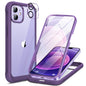 Miracase Glass Series for iPhone 12/12 Pro Case 6.1 inch, Upgraded Full-Body Rugged Phone Bumper Case Cover with Built-in 9H Tempered Glass Screen Protector and Camera Protector, Blue