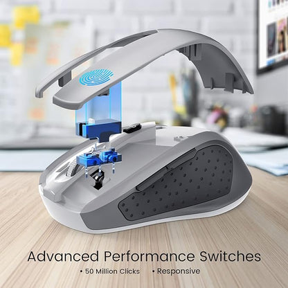 D-09 Wireless Mouse for Laptop - Ergonomic Plus Computer USB Cordless Mice, Ergo Grips, Lightspeed 5-Level 2400 DPI, 16 Months Battery Life, Portable for PC Mac Chromebook, 6 Button, Mithril