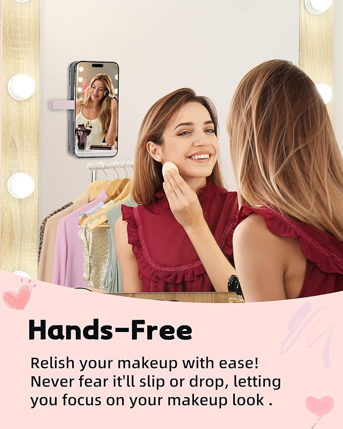 Magnetic Suction Phone Case Mount, Silicone Suction Cup Grip Stand for MagSafe Case, Hands-Free Phone Holder for iPhone 16/15/14 Pro Max, TikTok Videos, Selfies, Women Gift (Light Pink)911001A (Pink)