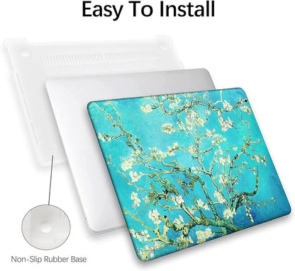 Berkin Arts Compatible with MacBook Air 13 inch Cover, 2022-2018 Release A2179/A2337 M1 with Touch ID with Keyboard Cover & Screen Protector Cloisonnism (Almond Blossom by Van Gogh)