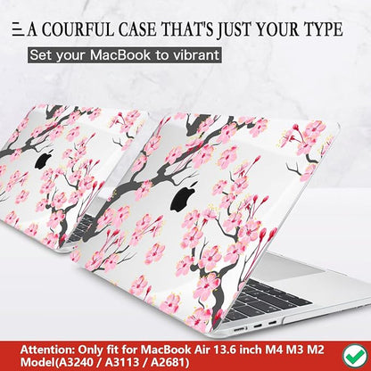 CISSOOK Compatible with MacBook Air 13.6 Inch Case A2681 A3113 A3240 2022-2025 Release, Hard Shell Case with Keyboard Cover for MacBook Air 13.6 M2 M3 M4 - Cherry Blossoms