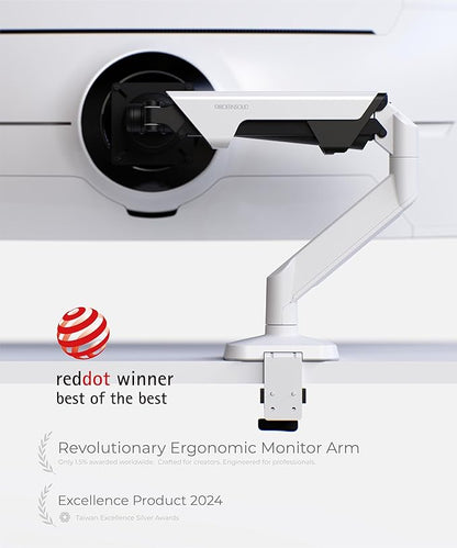 Heavy Duty Monitor Arm Desk Mount for 34 to 49 Inch Ultrawide Curved Flat Monitors, Supports 14 to 38 lbs, Smooth Gas Spring Movement, VESA 75x75/100x100, White, Classic