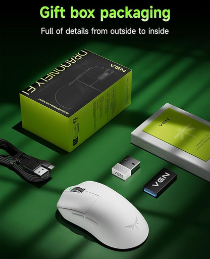 VGN F1 MOBA Wireless Gaming Mouse - Ultralight 55g - Wireless & Wired Mode - 26000 Adjustable DPI - 1000Hz Polling Rate - 200 Hours Battery - Programmable Buttons - Esports Professional Grade - USB-C