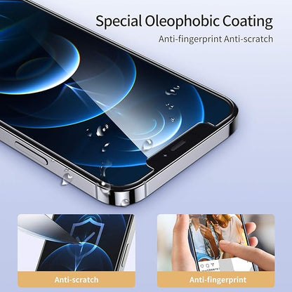 UNBREAKcable Shatterproof Tempered Glass Screen Protector for iPhone 12/12 Pro [3-Pack] [Easy Installation Frame] [9H Hardness] [99.99% HD Clear] [Bubble Free] for Apple 6.1''