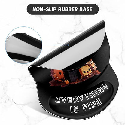 ITNRSIIET Ergonomic Mouse Pad with Gel Wrist Support Small Wrist Rest Smooth Surface Non-Slip PU Base Comfortable Office Supplies Pain Relief, 8.7 x 7.2 inches, Funny Burning Box