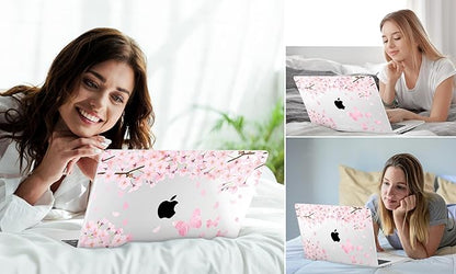 DONGKE for M4 MacBook Pro 16 Inch Case 2024 2023 2021 A3403 A3186 M3 A2991 M2 A2780 M1 A2485 Pro/Max Chip, Plastic Hard Shell Case & Keyboard Cover for Mac Pro 16 with Touch ID, Flower Blossoms