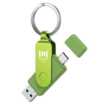 MOSDART 256GB USB C & A 3.2 150MB/s Dual Flash Drive with Keychain, Green