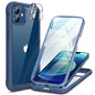 Miracase Glass Series for iPhone 12/12 Pro Case 6.1 inch, Upgraded Full-Body Rugged Phone Bumper Case Cover with Built-in 9H Tempered Glass Screen Protector and Camera Protector, Blue