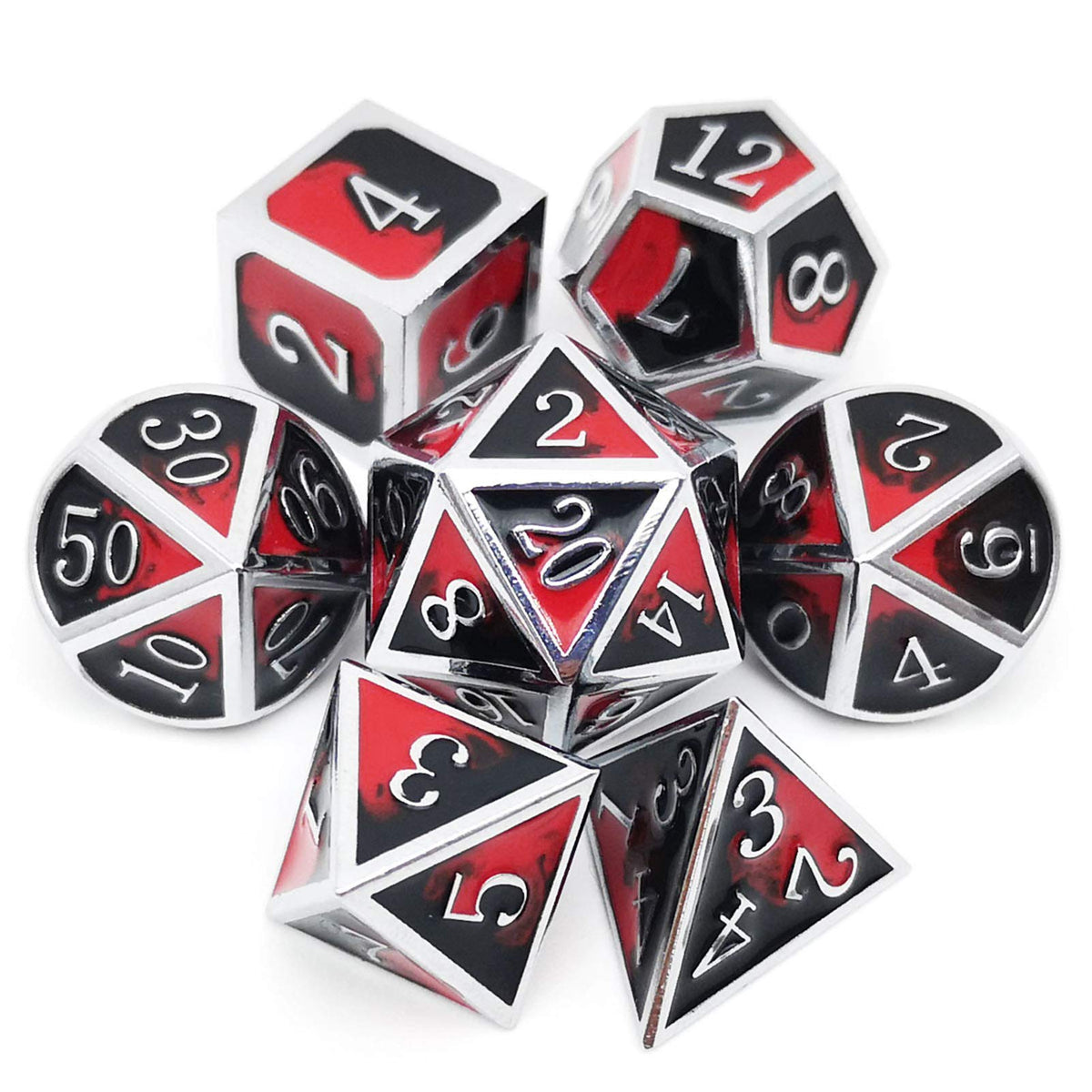 Haxtec Metal DND Dice Set, 7 Pcs Dragon Pattern Polyhedral Dice for RPG