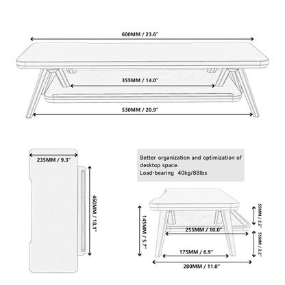 Fenge Monitor Stand Riser, Wooden Desk Shelf with 2-Tier Storage