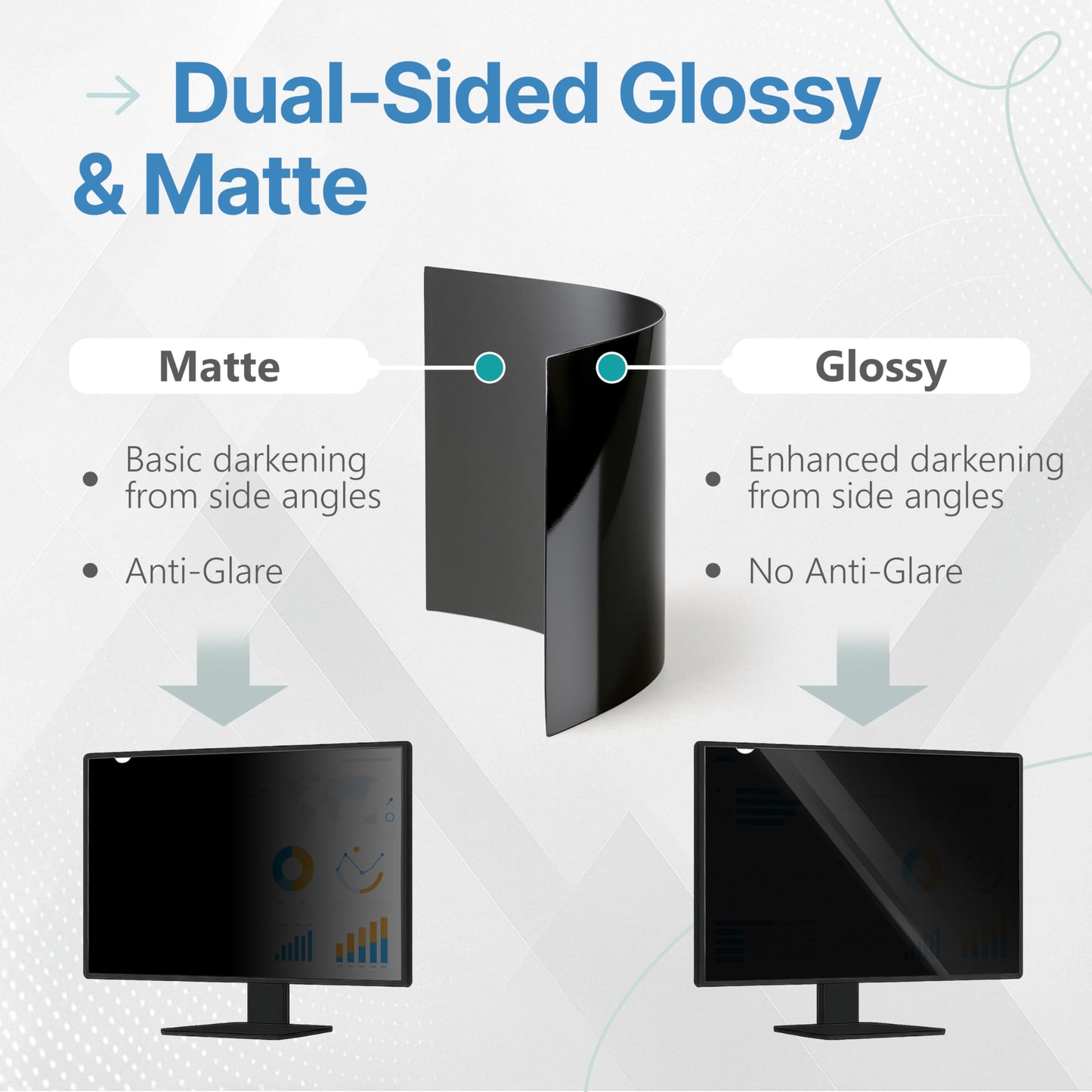 VINTEZ 28 Inch 16:9 Privacy Screen for Computer Monitor and Laptop - Anti Glare Protector Film Blue Light Filter Eye Protection - Computer Screen Privacy Shield, [1 Pack]