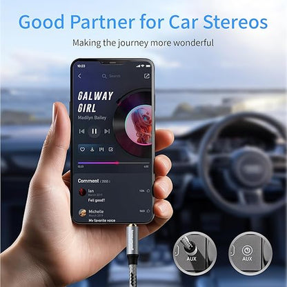 Aux Cable (20 ft), [Copper Shell, Hi-Fi Sound] 3.5 mm Male to Male Braided Auxiliary Cord Compatible with Headphone, Smartphone, Home/Car Stereo, Speaker, Echo & More