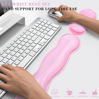 ABRONDA Gel Wrist Rest for Keyboard and Mouse, Wrist Rest for Keyboard, Mouse Wrist Support, Pain Relief, Cool Touch, Non-Skid, Keyboard and Mouse Wrist pad Set