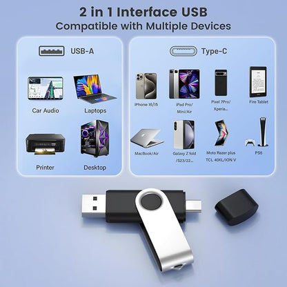 Customizable 16GB Flash Drive 10 Pack, ABLAZE Dual USB 2.0+ Type C Thumb Drives with Logo Personalized USB Memory Sticks (Mixed Colors)