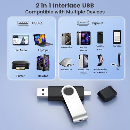 ABLAZE 8GB USB C Flash Drive 10 Pack, OTG USB 2.0+Type C Memory Stick