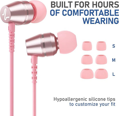 LUDOS OMNITONE USB C Headphones for iPhone 16 15 Pro Max Plus iPad Pro, 5 Years Warranty, USB-C Earbuds for Samsung Galaxy S24 S23 Ultra S22 S21 FE S20 A55 A54 A53, USB Type C Earphones - Pink