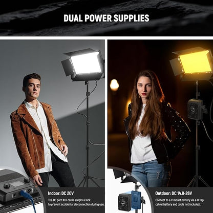 NEEWER 105W RGB LED Panel Video Light Kit with Barn Doors, 1200 LEDs 31500Lux/0.5m 2500K-10000K CRI96+/TLCI97+ Dimmable, APP/2.4G/Panel/DMX Control, Studio Photography Video Recording Lighting, AP100C