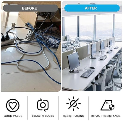1-1/2" White Desk Grommet, JTemgle Plastic Cable Hole Cover Computer Table Cord Wire Organizer Caps Desktop Cord Management for Home Office TV Stands Tabletops, 2 Pieces