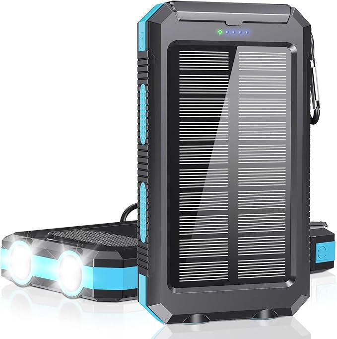 Power Bank 38800mAh Solar Portable Phone Charger with USB-C Fast Charging Battery Pack, with Compass LED Flashlight IP65 Waterproof, Compatible with iPhone, Samsung, iPad, Perfect for Outdoor, Camping
