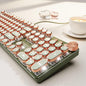 Wired Typewriter Mechanical Keyboard, Retro Punk Keyboard with Media Knob