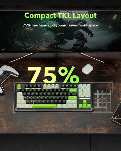 Redragon K734B Wireless Mechanical Keyboard,3-Modes Bluetooth Gasket Hot Swappable TKL RGB Custom Keyboard,Pre-lubed Switches, 81 Keys PBT Keycaps, South-Facing LEDs Socket