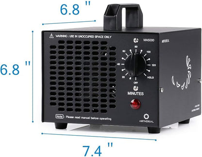 Airthereal MA5000 Commercial Ozone Generator, High Capacity Ozone Machine Odor Removal - Home Air Ionizers O3 Deodorizer for Rooms, Smoke, Cars and Pets, Eliminate Odors up to 2000sq.ft., Black
