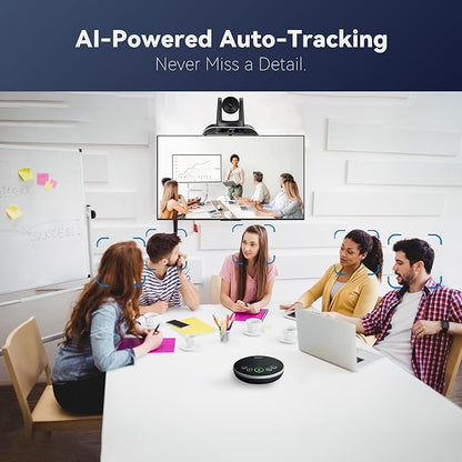 TONGVEO 4K Conference Room Camera System with Gesture Control, AI Auto-Tracking PTZ Camera 5X Digital Zoom with Speakerphone Set 120° Wide-Angle USB3.0 for Remote Meetings Zoom Teams OBS and More