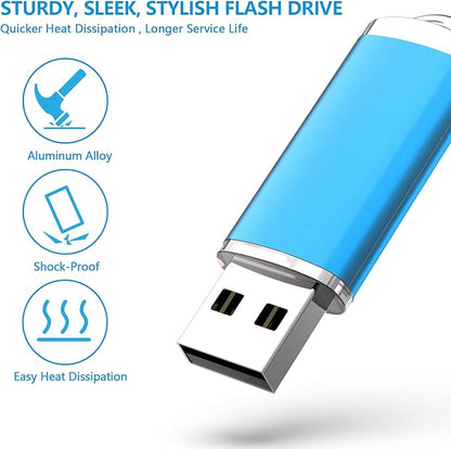 KOOTION Flash Drive 8GB 10 Pack USB 2.0 Thumb Drive Capped Memory Stick Jump Drive, Blue