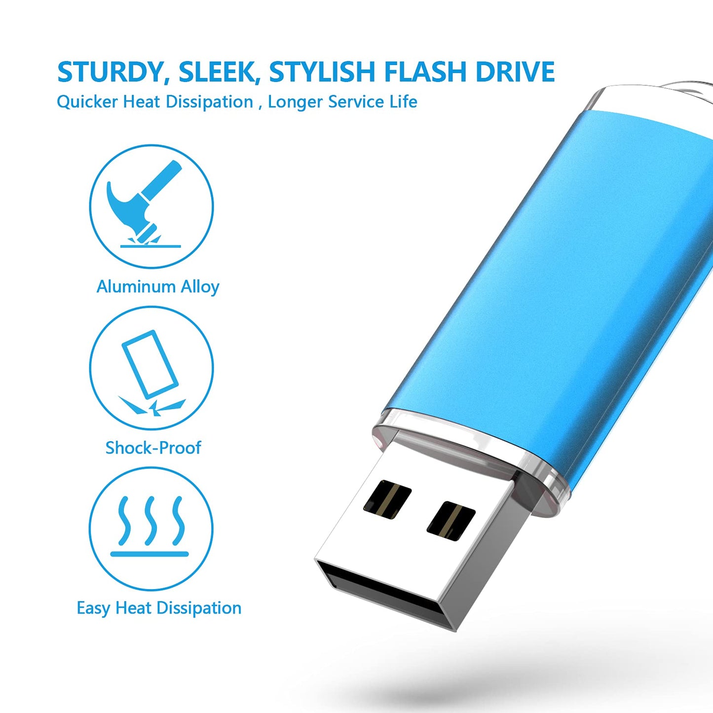 KOOTION Flash Drive 8GB 10 Pack USB 2.0 Thumb Drive Capped Memory Stick Jump Drive, Blue