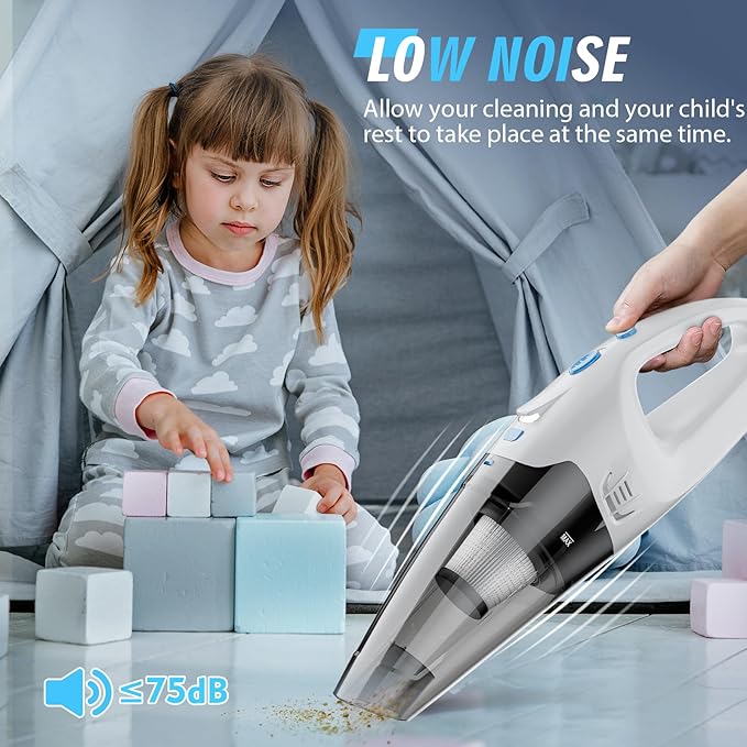 Handheld Vacuum Cordless, Hand Vacuum Cordless Rechargeable with LED Light/Multi Accessories,1.6lbs Car Portable Vacuum Cleaner for Pet Hair, Home, Car, Office