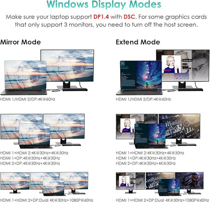 WAVLINK USB C Docking Station with 130W Power Adapter, Triple Display USB Type C to Dual HDMI Dock, 2 HDMI, DisplayPort, 100W PD3.0 Charging for Laptop, Ethernet, 4 USB 3.0, SD/TF Slot, Audio, Black