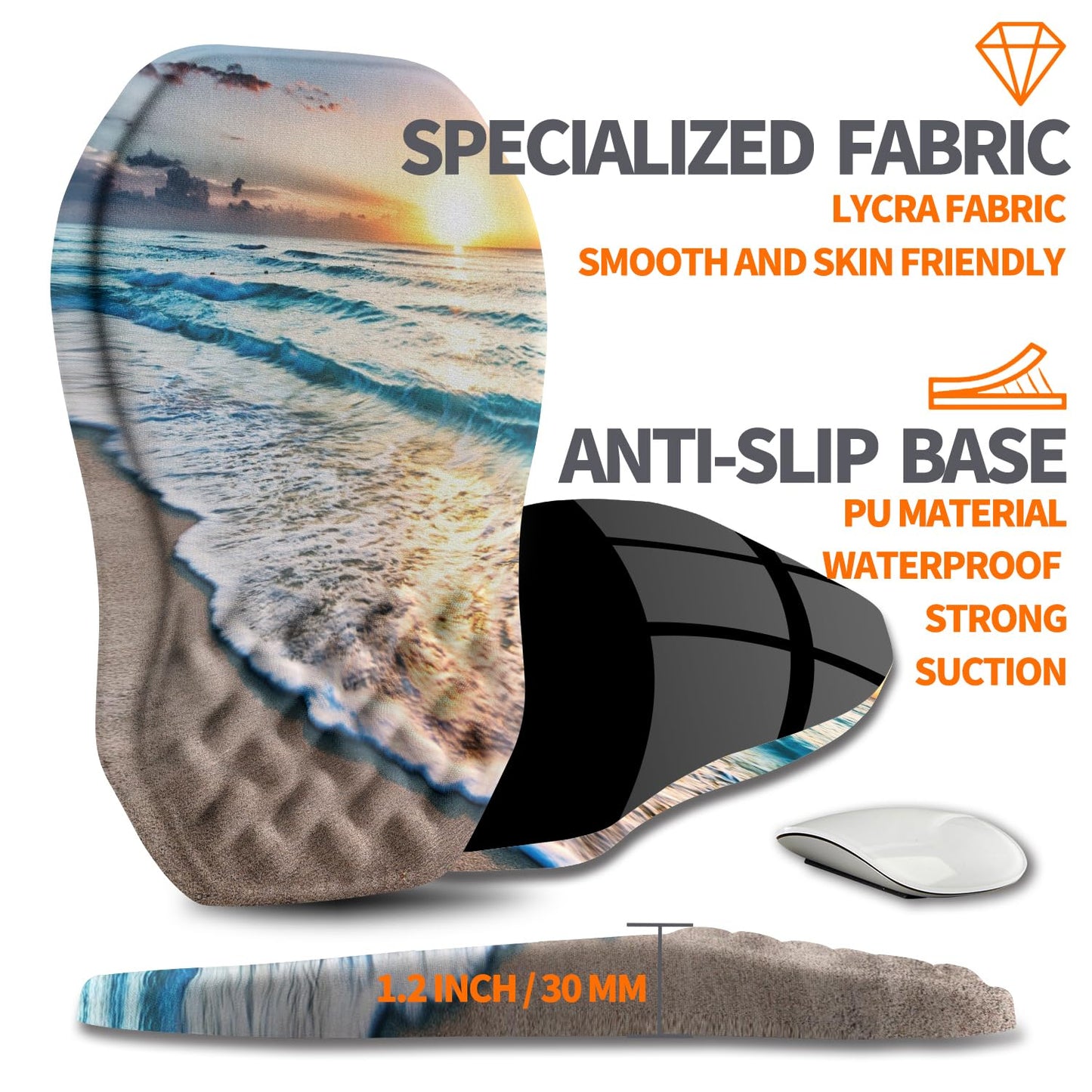 Armanza Ergonomic Slope Mouse Pad Wrist Support, Wrist Rest Mousepad for Carpal Tunnel Pain Relief with Massage Bulge and Slow Rebound Memory Foam (12x8 inch, Sunrise Beach)