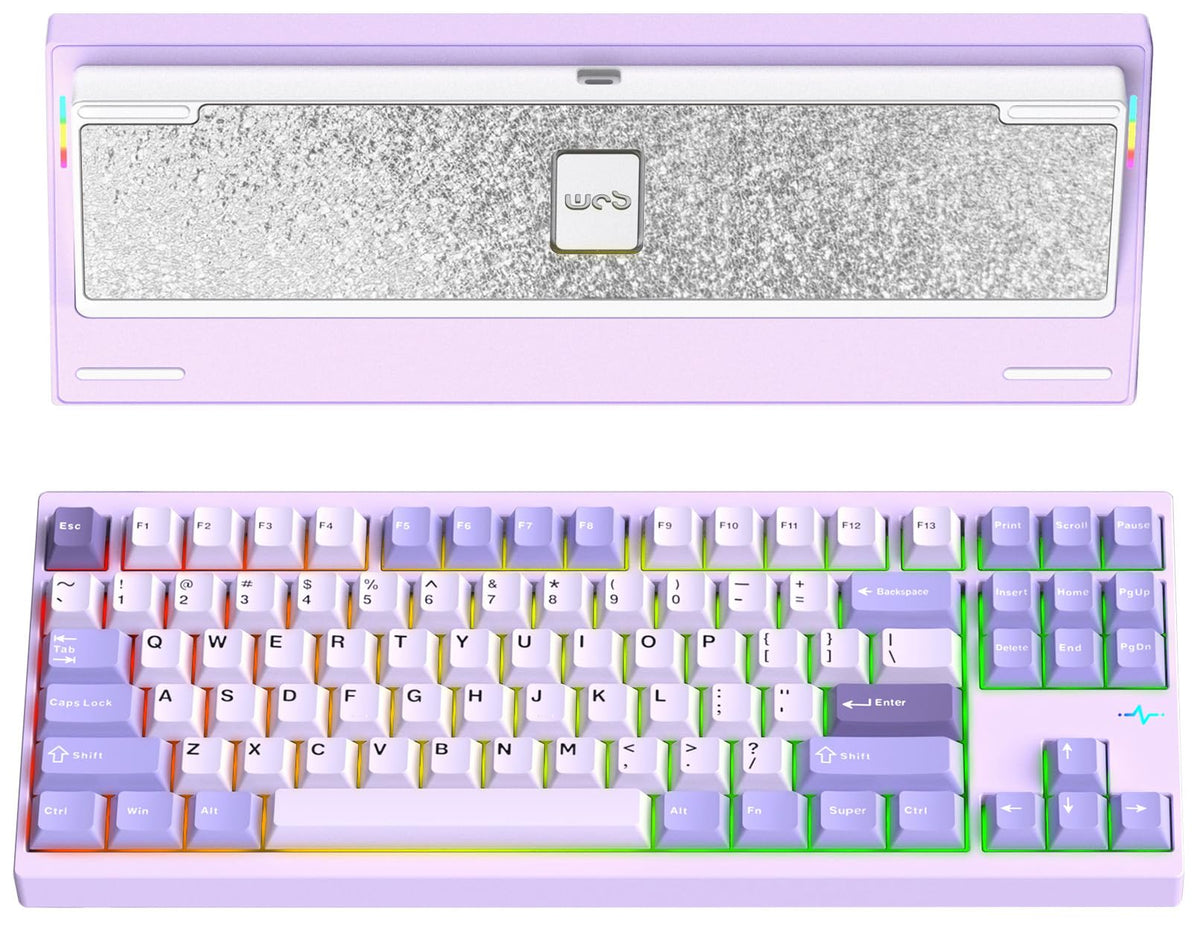 KEEBMONKEY WOBKEY Crush 80 Reboot CNC Aluminum 5-Second Quick-Release Triple-Mode Connectivity Mechanical Keyboard with Superior Acoustics (Pro Silver)