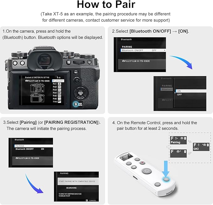 for Fujifilm Rechargeable Camera Remote Control Wireless Shutter Release Compatiable with Fuji X-T30 II, X-S10, X100VI, X-H2S, X-H2, X-T5, X-T4, X-T3, X-S20, X-T50, X-T30, X-M5, X-E5, X Half(White)
