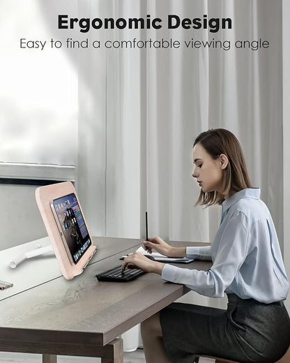 2 in 1 Dual-use Floor Book Stand & Desktop Book Stand,Height Adjustable from 33-63in, Adjustable Book Holder with Elastic Page Clips for Music Scores, Recipe, Tablet, Laptop(White)