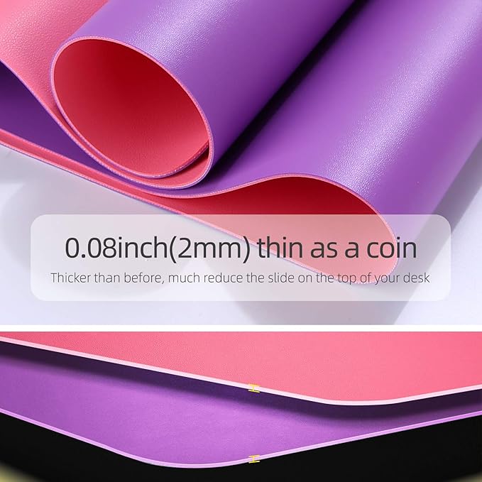 YSAGi Desk Mat, Waterproof Mouse pad for Desk, Leather Desk Pad Large for Keyboard and Mouse,Dual-Sided Mouse Mat for Office (35.4" x 17", Aconite Violet+Eosine Pink)
