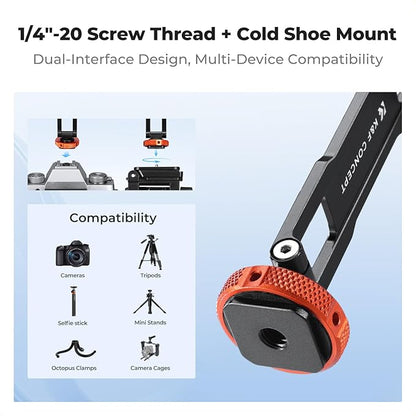 K&F CONCEPT Magnetic Metal Phone Mount with Cold Shoe Mount, Adjustable Rotatable Phone Holder Adapter Compatible with iPhone 17/16/15/14/13 Serie, Camera Monitoring, Tripods, Stabilizers