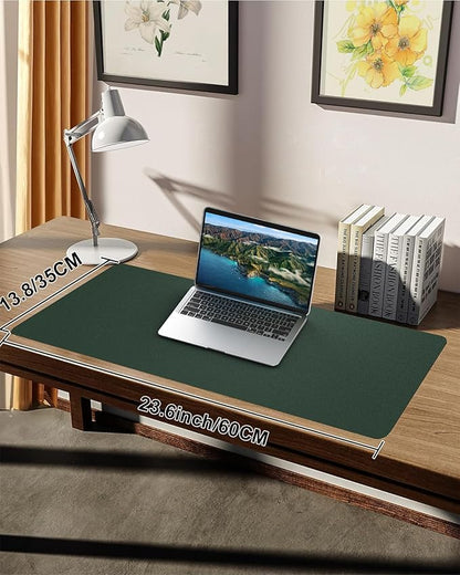 Leather Desk Pad Protector,Desk Cover mat,Office Desk mat,Laptop Mat for Desk, Non-Slip Desk Blotter,Waterproof Desk Writing Pad for Office/Home(23.6"x13.8",Dark Green)